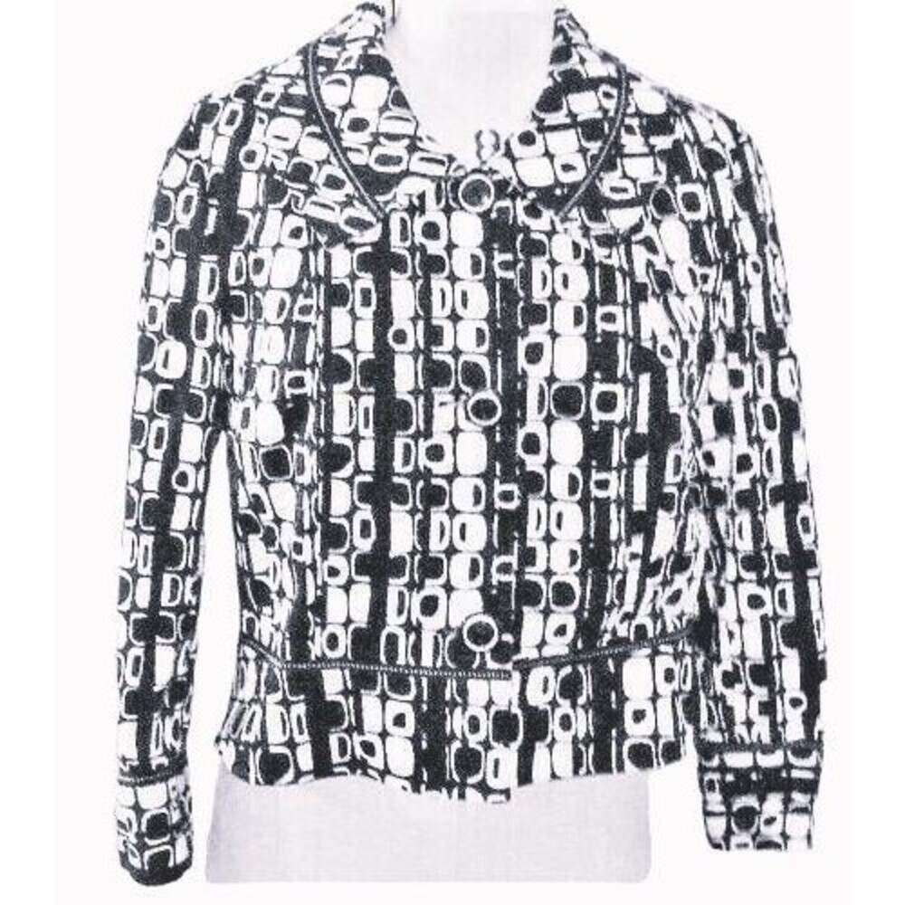 Vintage 90's 600 West Woman's Jacket Black & White Button Front Belted Sz M